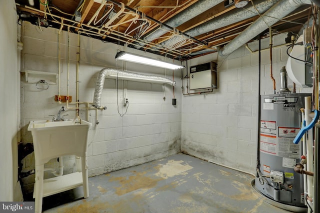 3228 Canterbury Ln, Fallston, MD 21047 - unfinished below grade area with gas water heater and concrete block wall