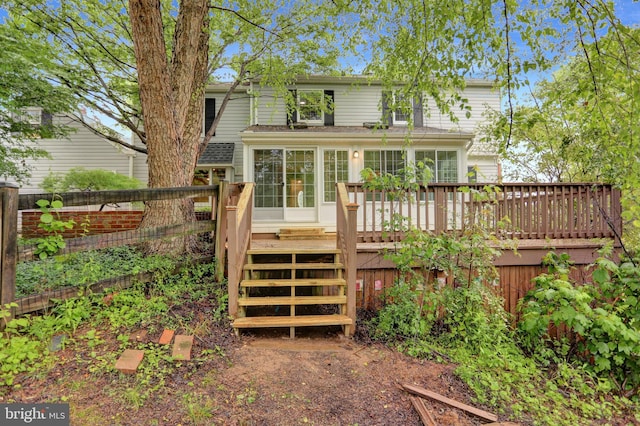3228 Canterbury Ln, Fallston, MD 21047 - back of house with a wooden deck and stairway