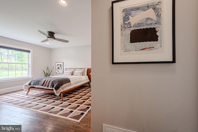 312 Center Hill Rd, Wilmington, DE 19807 - bedroom featuring recessed lighting, baseboards, a ceiling fan, and wood finished floors