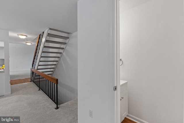 5338 Lightning View Rd, Columbia, MD 21045 - stairway featuring baseboards and carpet floors
