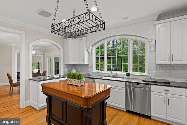 kitchen featuring a sink, white cabinetry, and dishwasher