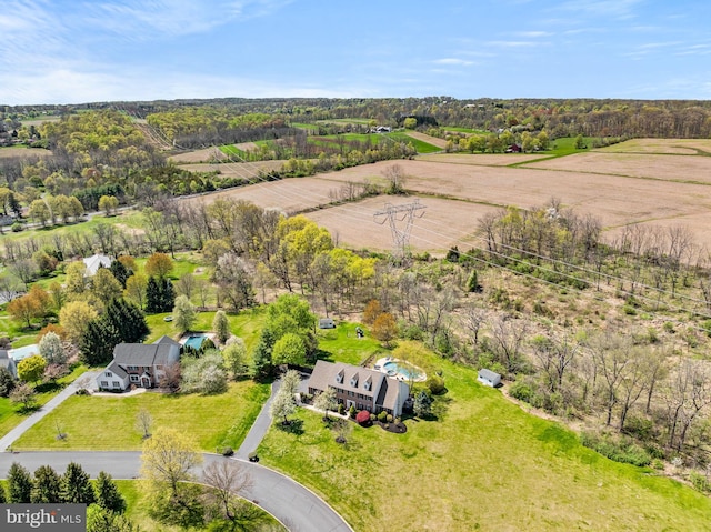 aerial view with a rural view