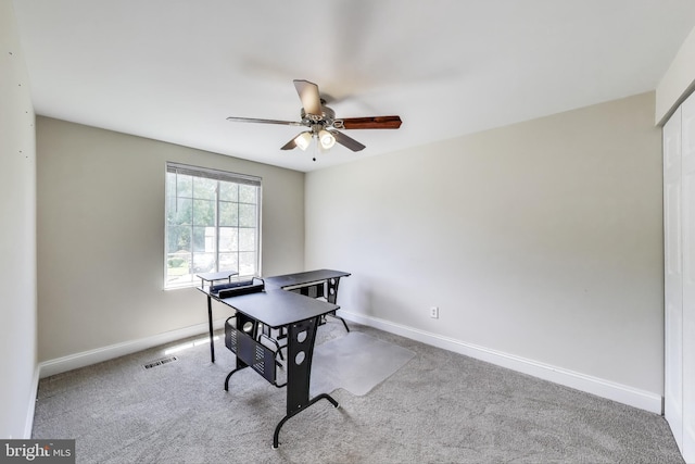 7910 E Nalley Rd, Hyattsville, MD 20785 - office featuring a ceiling fan, baseboards, and carpet floors