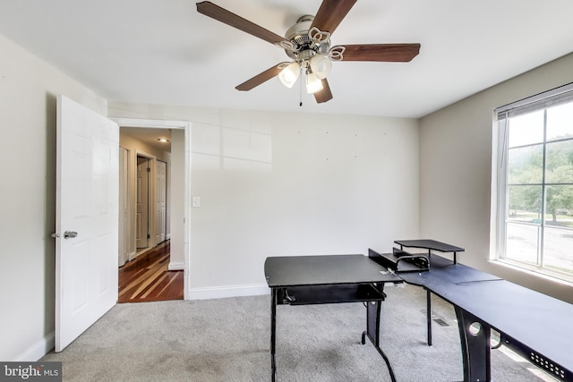 7910 E Nalley Rd, Hyattsville, MD 20785 - office area with carpet flooring, a ceiling fan, and baseboards