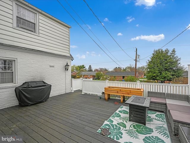 341 Creston Rd, York, PA 17403 - wooden deck featuring outdoor lounge area and a grill
