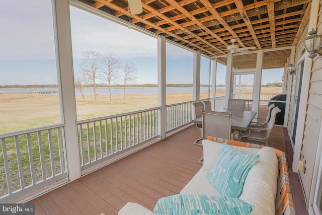 13470 Harrison Landing Rd, Princess Anne, MD 21853 - sunroom with a water view and a healthy amount of sunlight