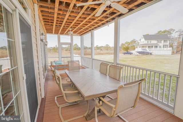13470 Harrison Landing Rd, Princess Anne, MD 21853 - sunroom / solarium with outdoor dining area and a ceiling fan