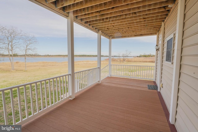 13470 Harrison Landing Rd, Princess Anne, MD 21853 - wooden terrace with a water view and a yard