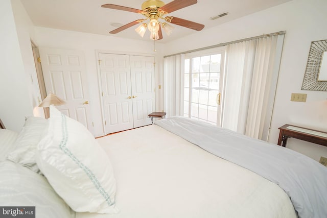 13470 Harrison Landing Rd, Princess Anne, MD 21853 - bedroom with a closet, ceiling fan, and visible vents