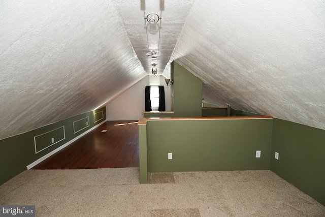 713 Cooper St, Florence, NJ 08518 - additional living space featuring a textured ceiling, vaulted ceiling, and carpet floors
