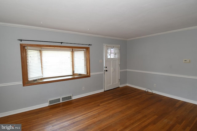 713 Cooper St, Florence, NJ 08518 - foyer entrance featuring baseboards, visible vents, wood finished floors, and ornamental molding