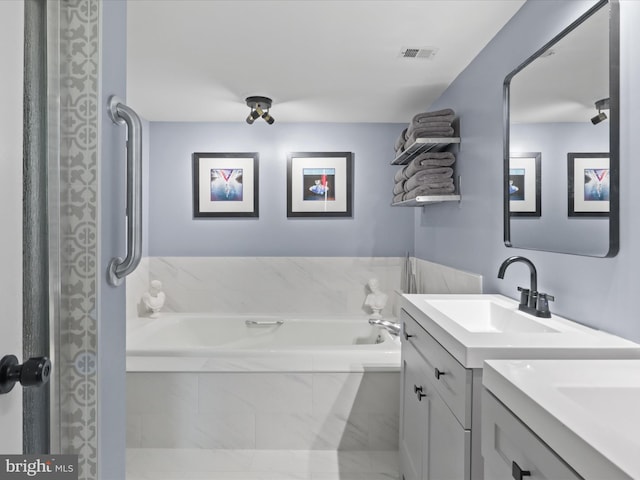 5505 Seminary Rd Unit 605N, Falls Church, VA 22041 - full bathroom featuring visible vents, a sink, a bath, and two vanities