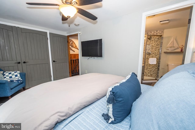 16 Jrs Dr, Mc Henry, MD 21541 - bedroom featuring ceiling fan, ensuite bathroom, and a closet