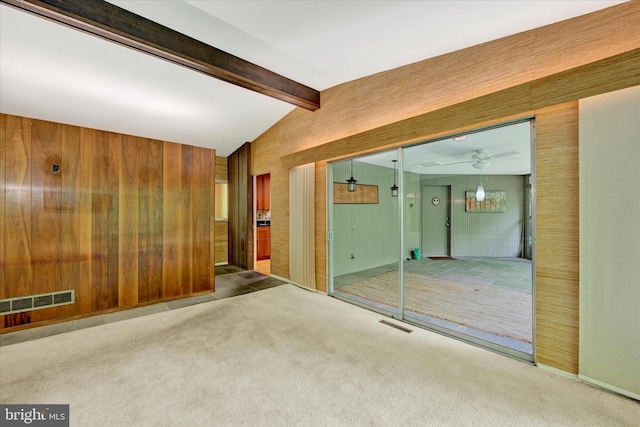 1408 Margarette Ave, Baltimore, MD 21286 - unfurnished room with carpet, a ceiling fan, and wooden walls