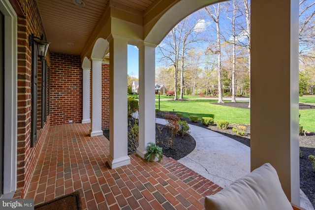 view of patio with a porch
