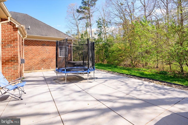 view of patio / terrace featuring a trampoline