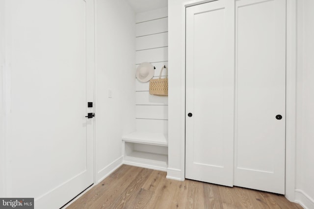 mudroom featuring light wood-type flooring