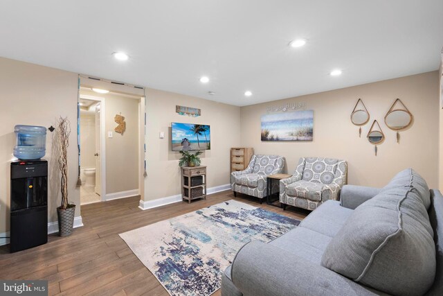111 W 18th St Unit 2, Ship Bottom, NJ 08008 - living area with baseboards, wood finished floors, and recessed lighting