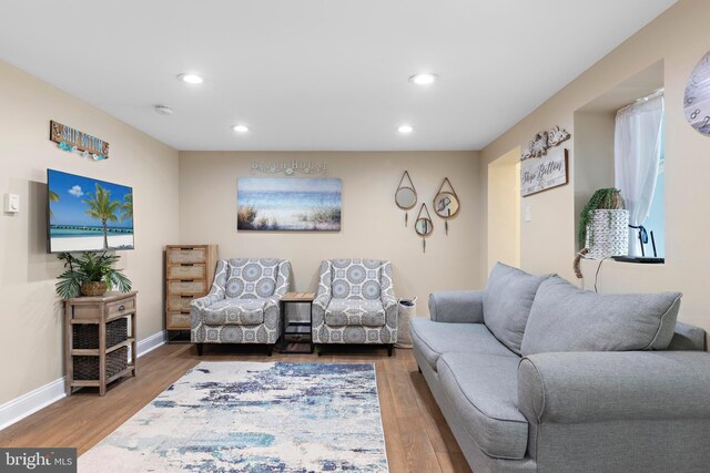 111 W 18th St Unit 2, Ship Bottom, NJ 08008 - living room with baseboards, wood finished floors, and recessed lighting