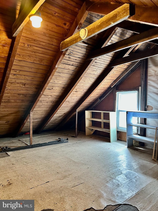 view of unfinished attic