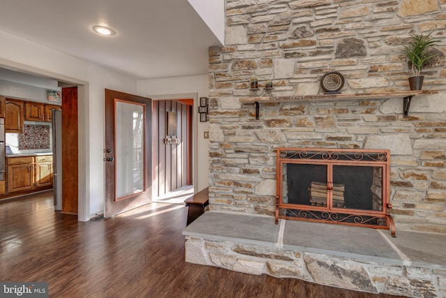 details featuring double oven and wood finished floors