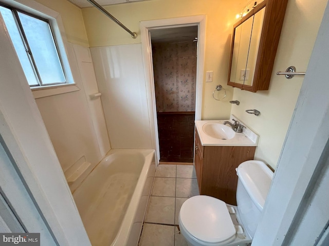 8183 Forest Glen Dr, Pasadena, MD 21122 - bathroom featuring tile patterned flooring, vanity, toilet, and shower / bathing tub combination