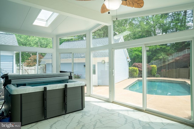 4501 Peppermill Ct, Dumfries, VA 22025 - sunroom / solarium with a jacuzzi, a skylight, and healthy amount of natural light