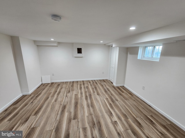 1261 Gallatin St NE, Washington, DC 20017 - below grade area with baseboards, visible vents, wood finished floors, and recessed lighting