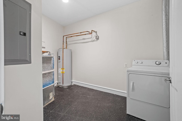 201 N 8th St Unit 105, Philadelphia, PA 19106 - laundry area featuring washer / clothes dryer, water heater, electric panel, and baseboards