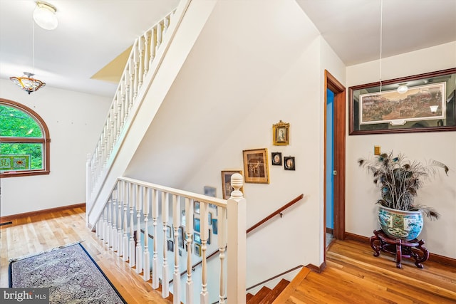 interior space featuring baseboards and wood finished floors