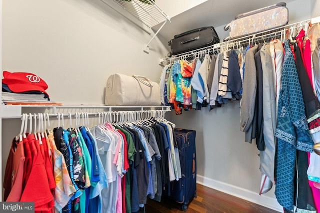 spacious closet with wood finished floors