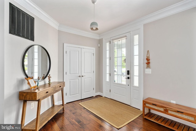 187 Verbena Dr, Stafford, VA 22554 - foyer with ornamental molding, hardwood / wood-style floors, and baseboards