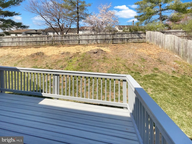 deck with a fenced backyard