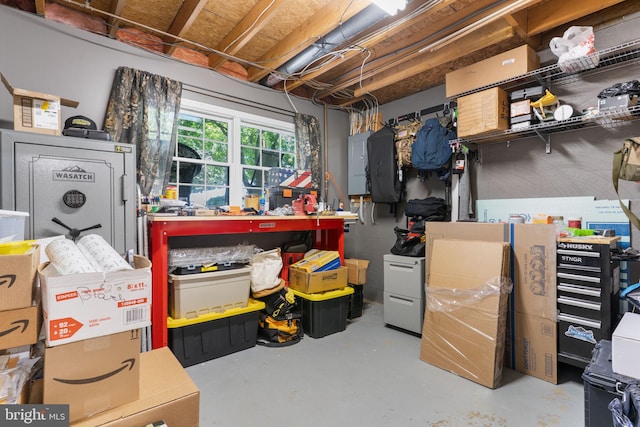 storage room featuring electric panel