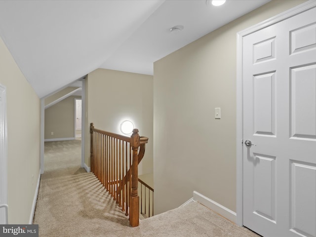 18820 Kerill Rd, Triangle, VA 22172 - hallway featuring an upstairs landing, carpet flooring, and lofted ceiling