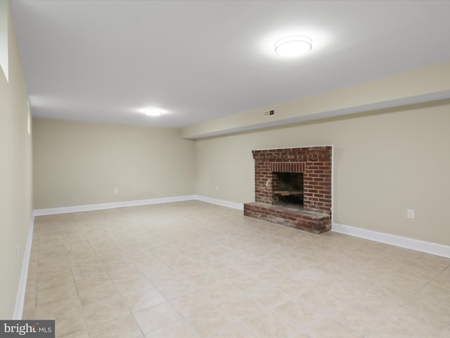 18820 Kerill Rd, Triangle, VA 22172 - unfurnished living room featuring baseboards and a brick fireplace