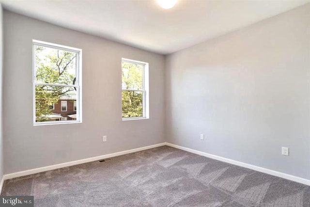 carpeted empty room featuring baseboards and healthy amount of natural light