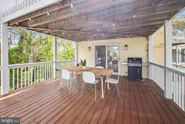 61 E Lake Dr, Annapolis, MD 21403 - wooden deck featuring outdoor dining space and area for grilling
