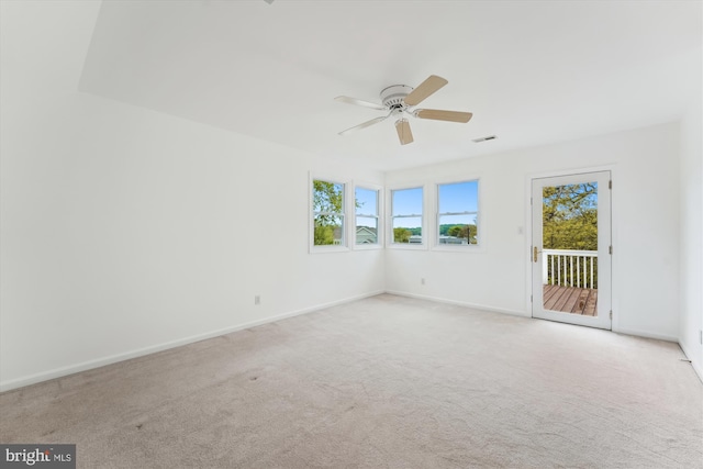61 E Lake Dr, Annapolis, MD 21403 - carpeted spare room with visible vents, a ceiling fan, and baseboards