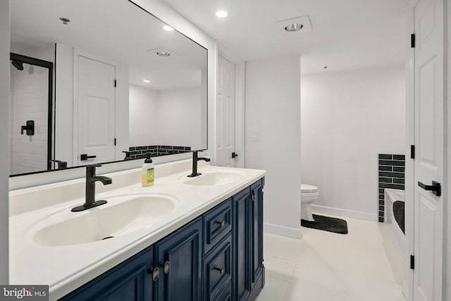 1276 N Wayne St Unit 408, Arlington, VA 22201 - bathroom featuring recessed lighting, toilet, double vanity, and a sink