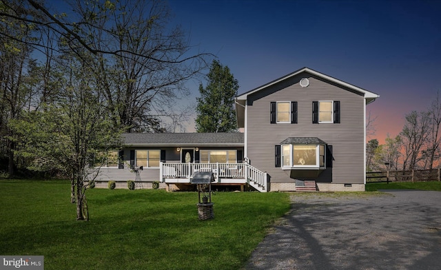 2796 Green Spring Rd, Winchester, VA 22603 - traditional home with a front yard, a wooden deck, and crawl space