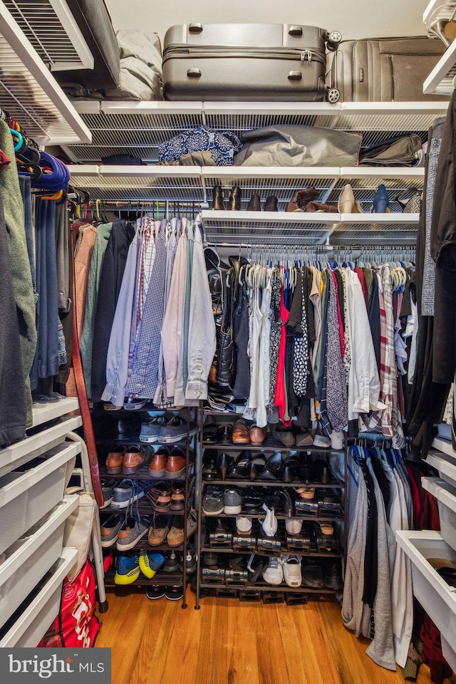 spacious closet with wood finished floors