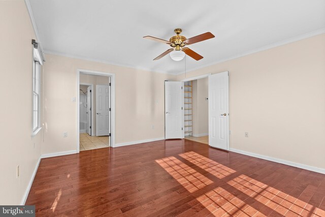878 Buttermilk Ct, Harrisburg, PA 17111 - unfurnished room featuring crown molding, wood finished floors, baseboards, and a ceiling fan
