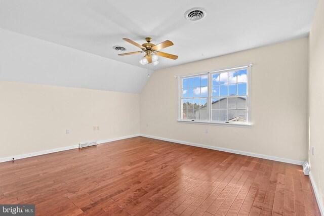878 Buttermilk Ct, Harrisburg, PA 17111 - additional living space featuring visible vents, ceiling fan, wood finished floors, and baseboards