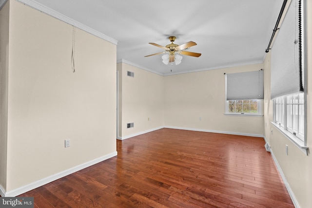 878 Buttermilk Ct, Harrisburg, PA 17111 - empty room featuring crown molding, a ceiling fan, visible vents, and hardwood / wood-style flooring