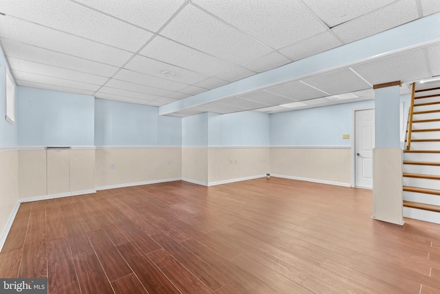 878 Buttermilk Ct, Harrisburg, PA 17111 - finished basement featuring wainscoting, wood finished floors, and stairs