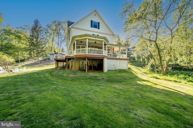 972 Smithbridge Rd, Glen Mills, PA 19342 - back of property featuring a yard, a deck, and a ceiling fan
