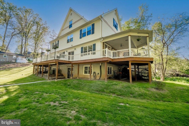 972 Smithbridge Rd, Glen Mills, PA 19342 - back of house featuring a ceiling fan, a yard, and a deck