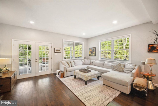 972 Smithbridge Rd, Glen Mills, PA 19342 - living area with recessed lighting, french doors, and dark wood-style floors