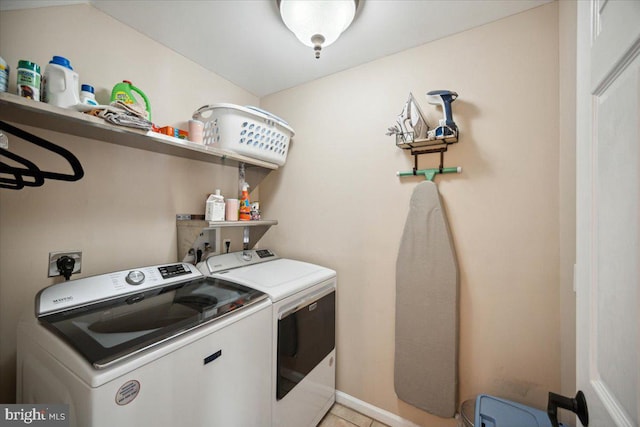 972 Smithbridge Rd, Glen Mills, PA 19342 - laundry room with laundry area, light tile patterned floors, and washing machine and dryer